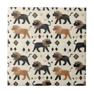 Azulejo Patrón de safari tribal león boho