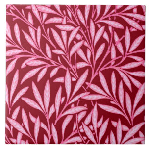 Azulejo Patrón de sauce de William Morris, burgundy y rosa