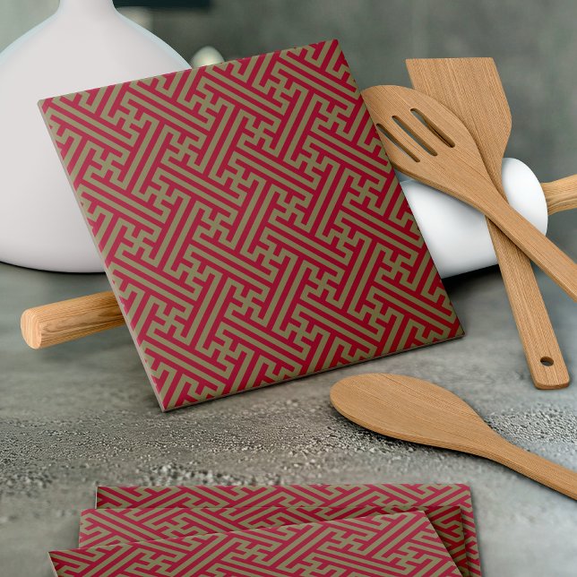 Azulejo Patrón de Sayagata, japonés, borgoña y oro (Subido por el creador)