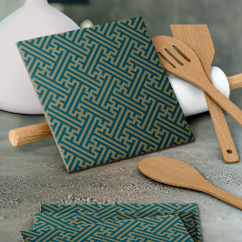 Azulejo Patrón de Sayagata, japonés, oro y azul de la Mari