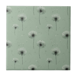 Azulejo Patrón de Semilla de Diente de León Minimalista Ve