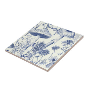 Azulejo Patrón de setas de toile de Jouy de cocina vintage