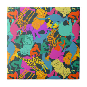 Azulejo Patrón de siluetas animales