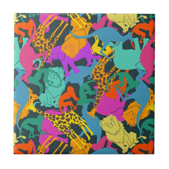 Azulejo Patrón de siluetas animales (Frente)