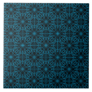 Azulejo Patrón de simetría geométrica azul claro negro bri