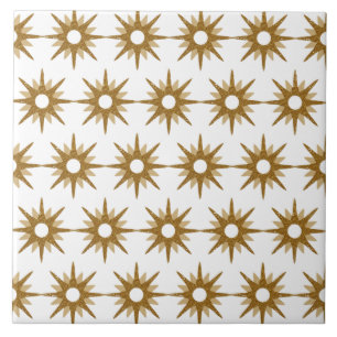 Azulejo Patrón de Starburst de Oro Moderno de Mediados del