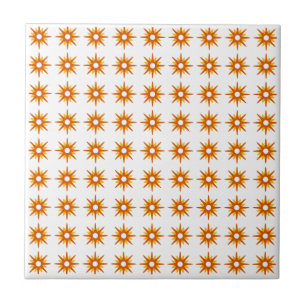 Azulejo Patrón de Starburst Naranja Pequeño Moderno de Med