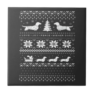 Azulejo Patrón de suéter de Navidad de Dachshunds Camiseta