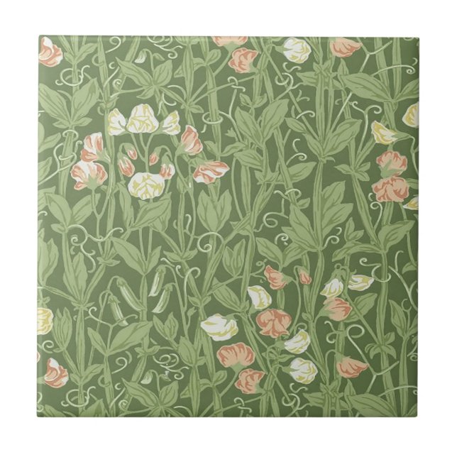 Azulejo Patrón de Sweet Pea de William Morris Botánico Vin (Frente)