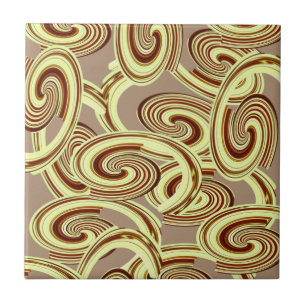 Azulejo Patrón de Swirl Cerámico Tile Brown