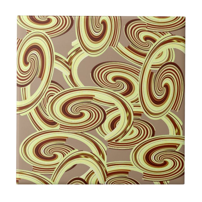 Azulejo Patrón de Swirl Cerámico Tile Brown (Frente)