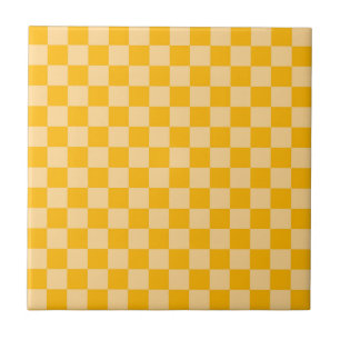 Azulejo Patrón de tablero ajedrezado de crema cítrica