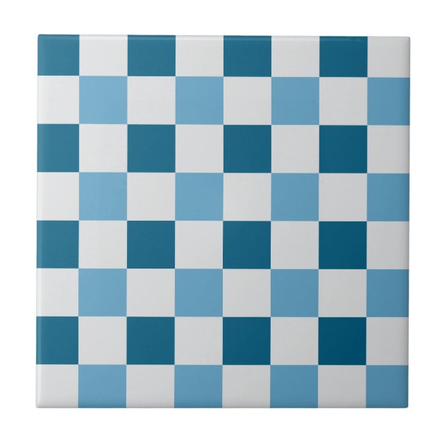 Azulejo Patrón De Tablero Blanco Y Azul (Frente)