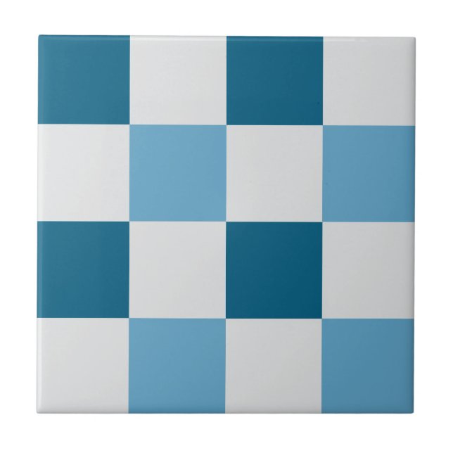 Azulejo Patrón De Tablero Blanco Y Azul (Frente)
