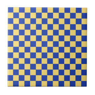 Azulejo Patrón de tablero cuadriculado amarillo y azul