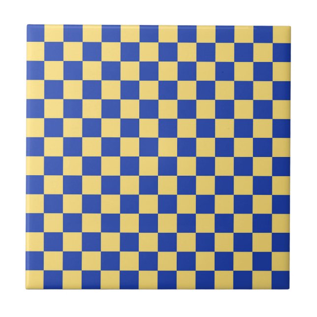 Azulejo Patrón de tablero cuadriculado amarillo y azul (Frente)