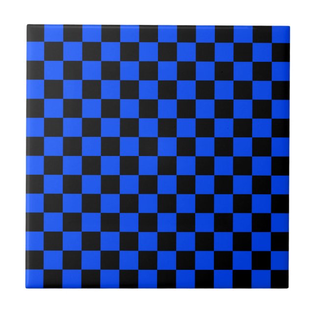 Azulejo Patrón de tablero de ajedrez azul y negro (Frente)