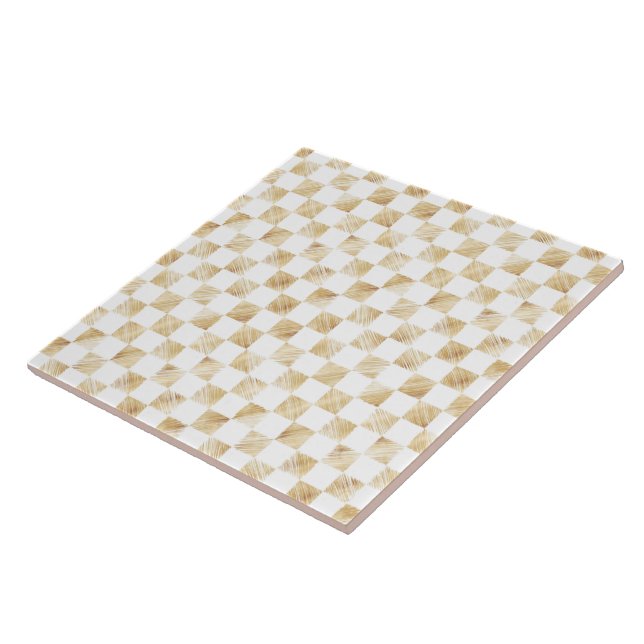 Azulejo Patrón de tablero de ajedrez blanco moderno (Lado)