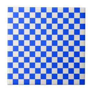 Azulejo Patrón de tablero de ajedrez de cobalto y crema