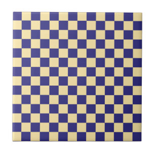 Azulejo Patrón de tablero de ajedrez de índigo y mantequil