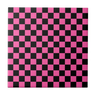Azulejo Patrón de tablero de ajedrez negro y rosa
