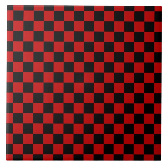 Azulejo Patrón de tablero de cheques de verificación negro (Frente)