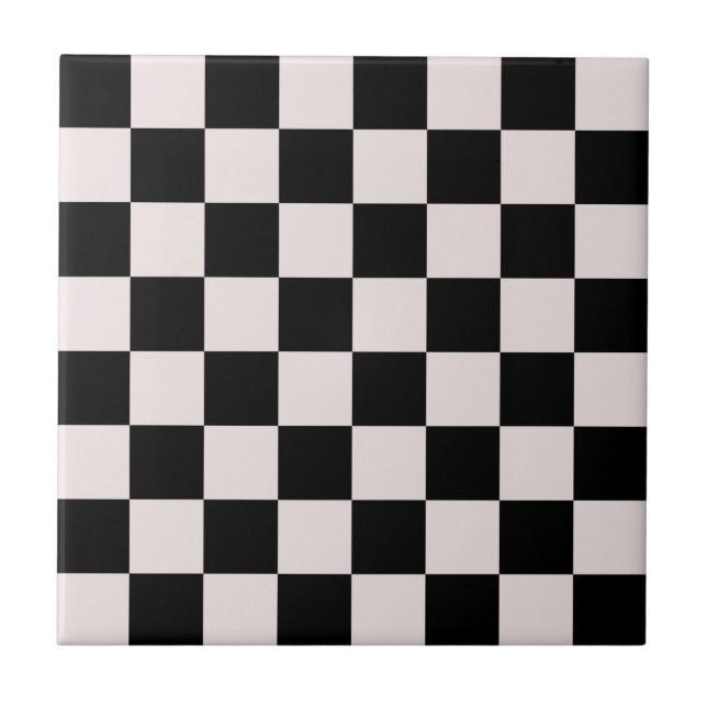 Azulejo Patrón de tablero de cheques retro negro blanco (Frente)