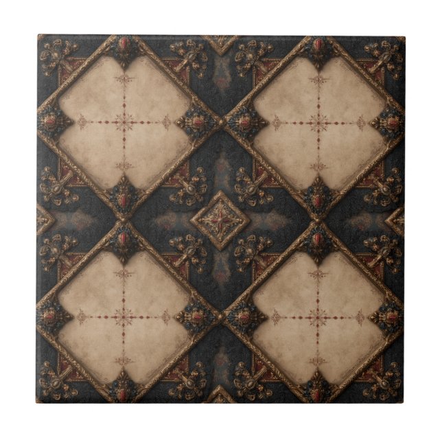 Azulejo Patrón de talla de madera gótica (4) (Frente)