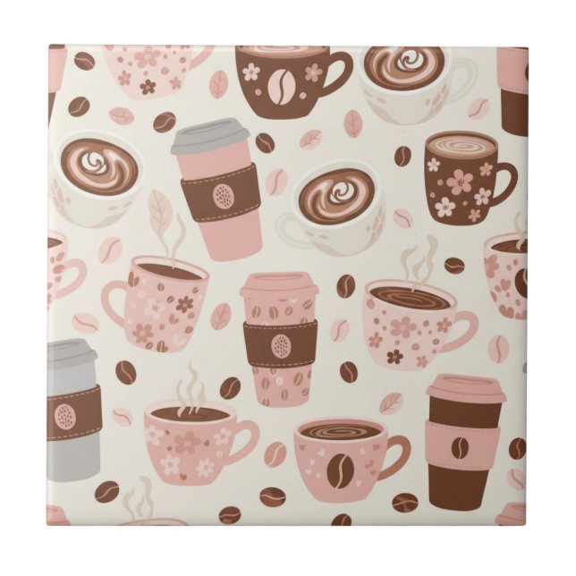 Azulejo Patrón de taza de café acogedor (10) (Frente)