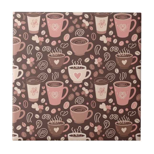 Azulejo Patrón de taza de café acogedor (2) (Frente)
