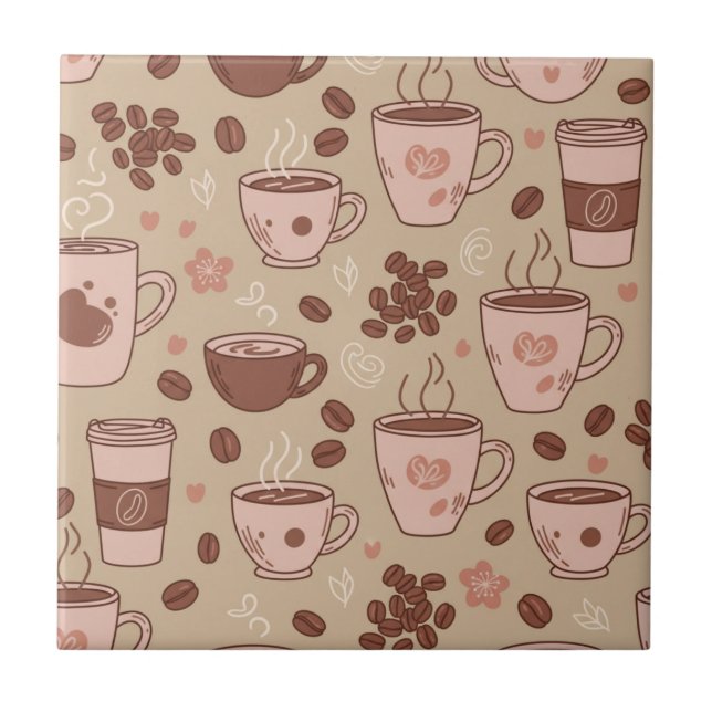 Azulejo Patrón de taza de café acogedor (7) (Frente)