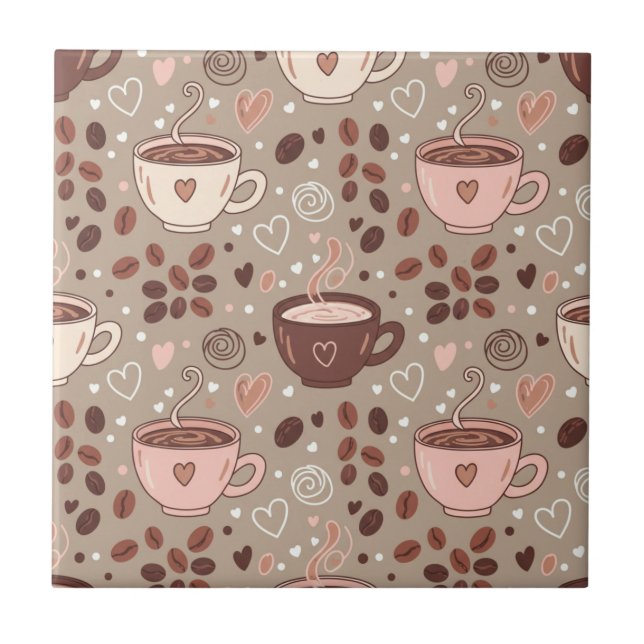 Azulejo Patrón de taza de café acogedor (8) (Frente)