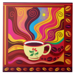 Azulejo Patrón de taza de café humeante