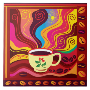 Azulejo Patrón de taza de café humeante