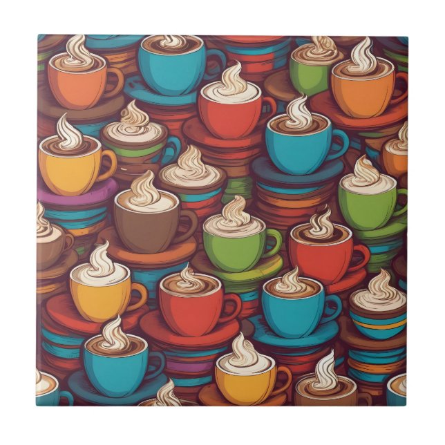 Azulejo Patrón de tazas coloridas (Frente)