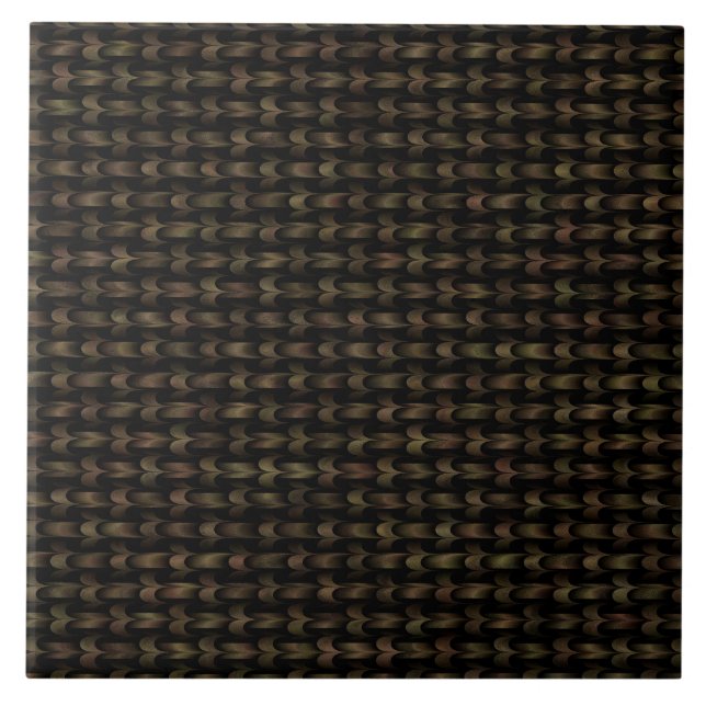 Azulejo Patrón de Tejido Abstracto Verde Negro (Frente)