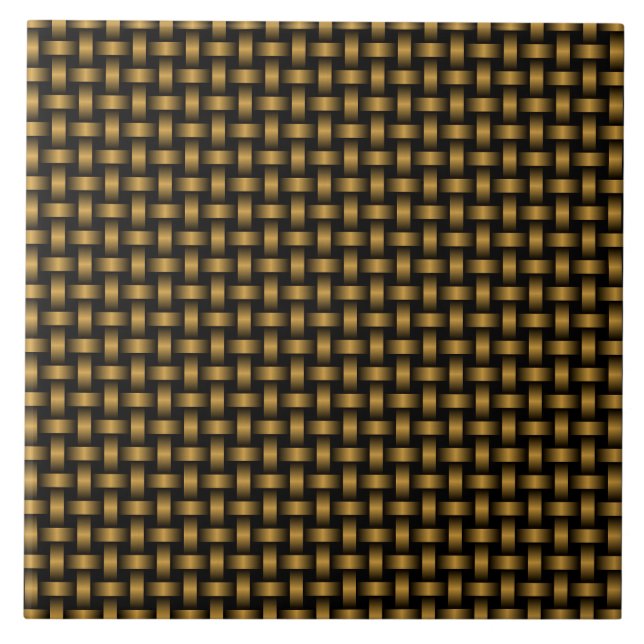 Azulejo Patrón de Tejido Negro Naranja (Frente)