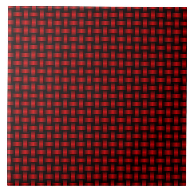 Azulejo Patrón de Tejido Rojo y Negro (Frente)