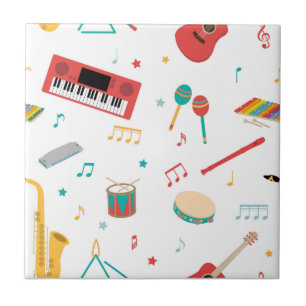 Azulejo Patrón de tema musical de instrumentos musicales