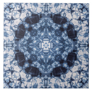 Azulejo Patrón de teñido Shibori caleidoscopio índigo
