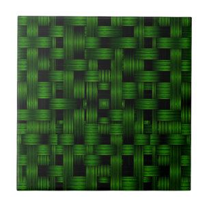 Azulejo Patrón de textura de cesta tejida verde esmeralda