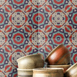 Azulejo Patrón de textura de piedra ósea geométrica vibran<br><div class="desc">Esta cerámica está adornada con un patrón geométrico cautivador que exude un sentido de la antigua artesanía. El diseño presenta una combinación armoniosa de formas simétricas y angulares, creando un mosaico dinámico, audaz e intrincado. La paleta de rojos ricos, tés tranquilizantes y beiges cálidos es cuidadosamente elegida, evocando la belleza...</div>