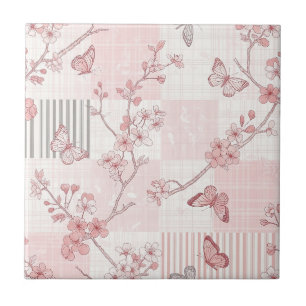 Azulejo Patrón de toile de mariposa botánica vintage (7)
