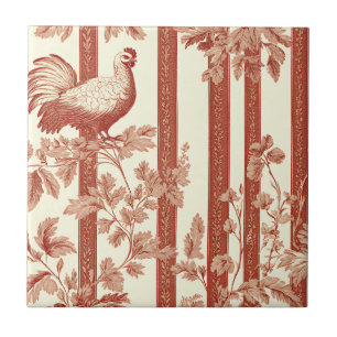 Azulejo Patrón de Toile Floral de Gallina Roja País Francé