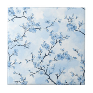 Azulejo Patrón de toile floral vintage azul (8)