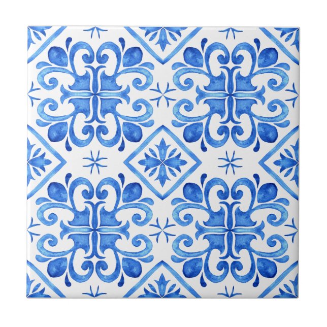 Azulejo Patrón de Toile Francés Azul (Frente)