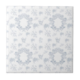 Azulejo Patrón de Toile Francés Blanco Azul