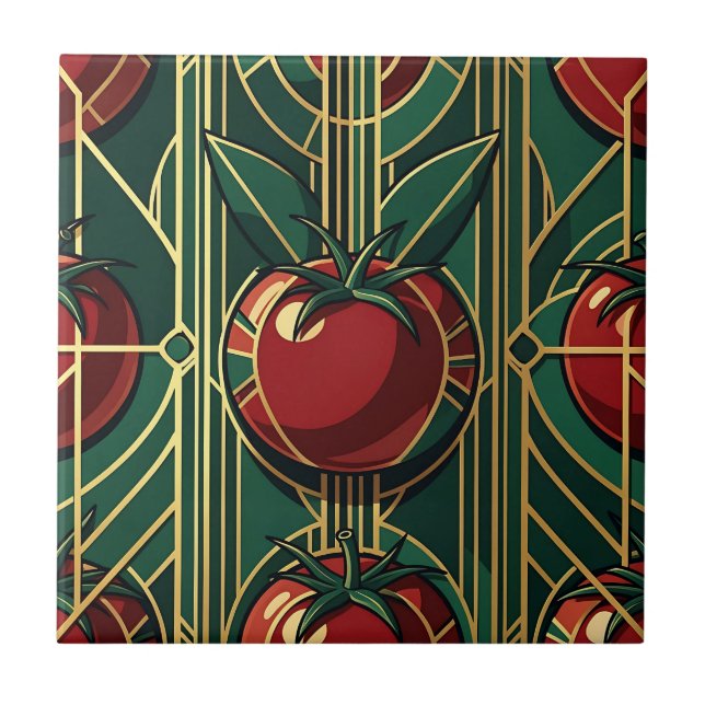 Azulejo Patrón de Tomate Art Déco (Frente)