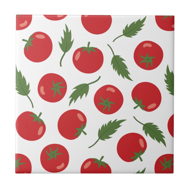Azulejo Patrón de tomate rojo dibujado a mano (Frente)