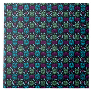 Azulejo Patrón de Tortuga Marina y Flor de Loto